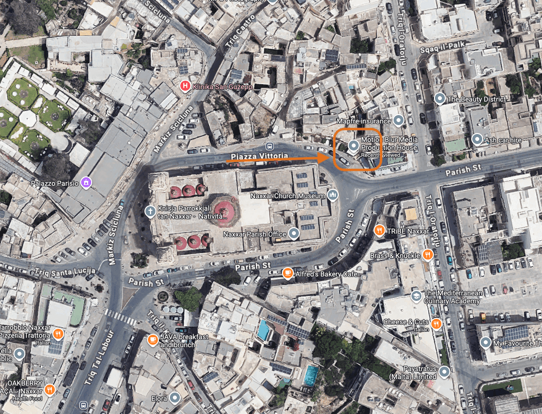 Map showing Motion Blur at 5, Toni Bajjada Square, Naxxar NXR 2590, Malta